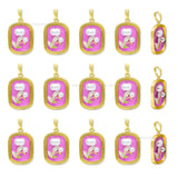 Gold Filled Rectangular Enamel Pendant with Tulip & Pearl Detail | Qty : 1pc | Size : 30mm