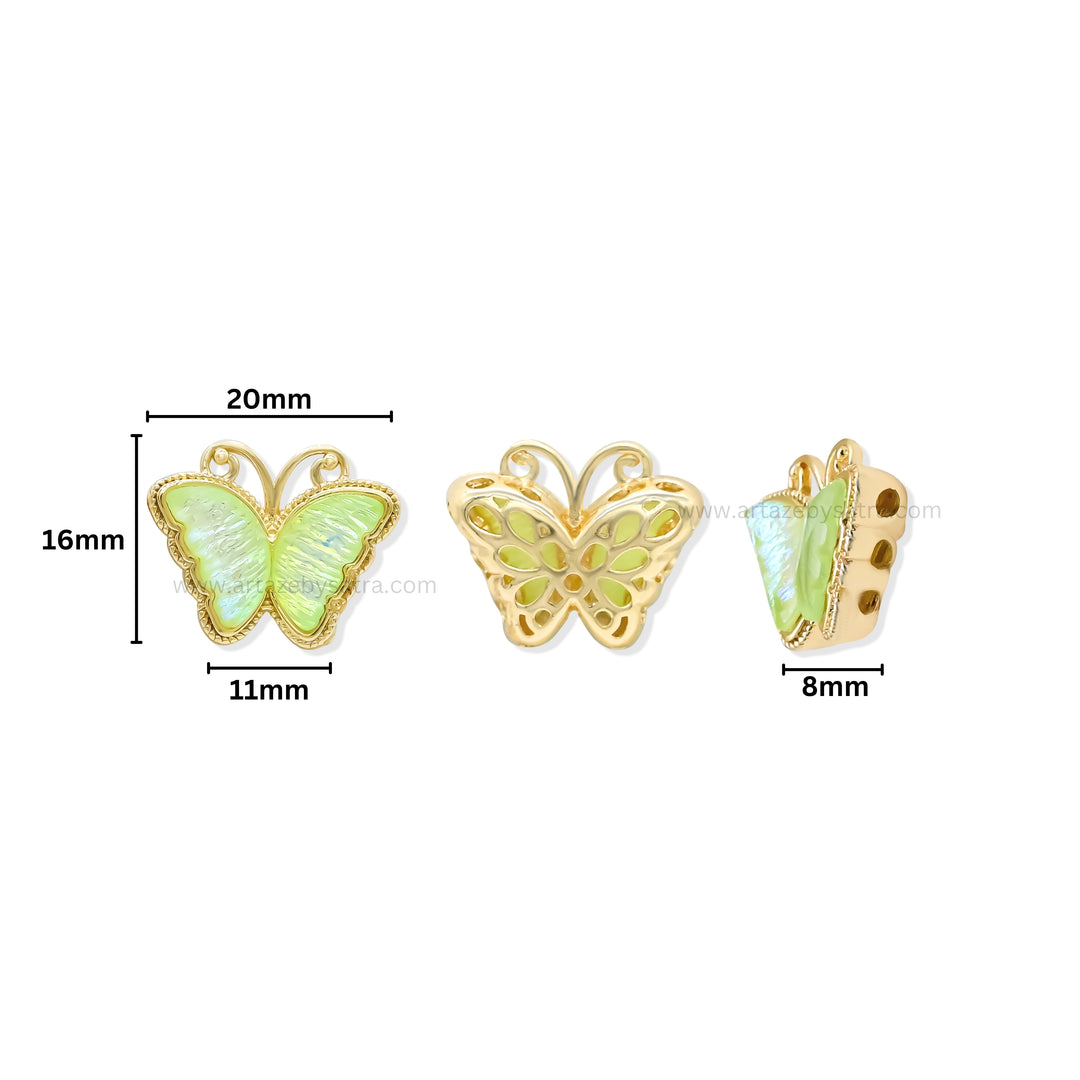 Shimmering Butterfly Charms with Gold Accent | Qty : 1pc | Size : 16mm