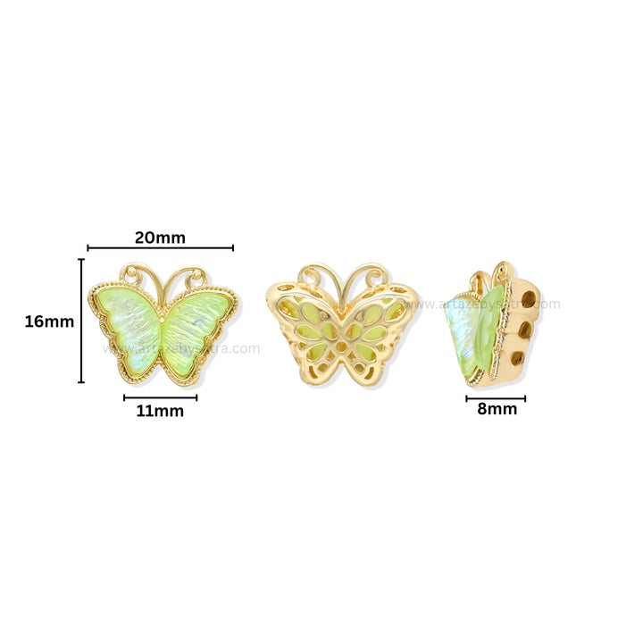 Shimmering Butterfly Charms with Gold Accent | Qty : 1pc | Size : 16mm