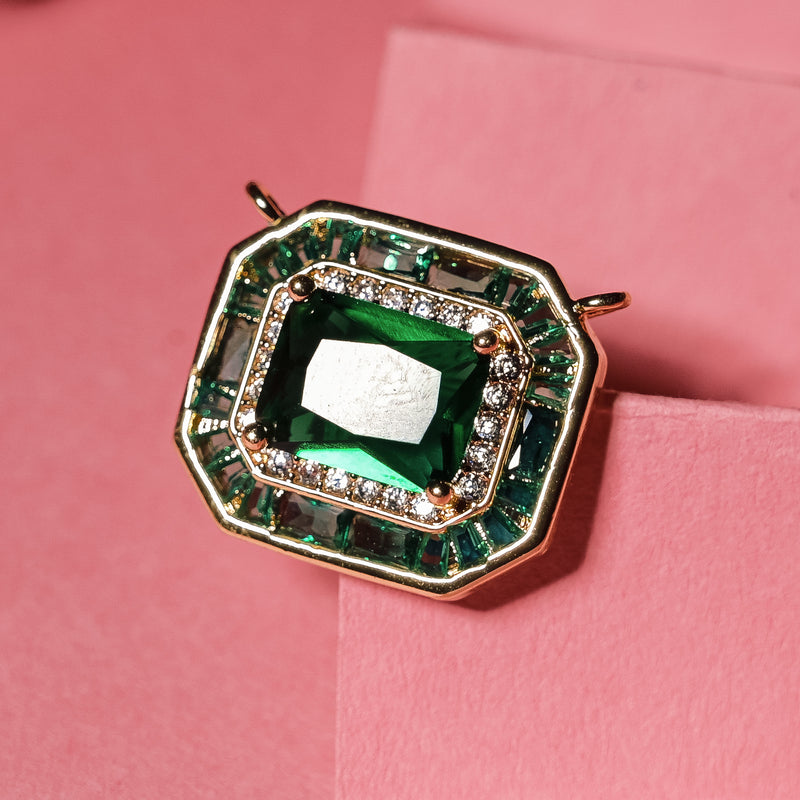Diamond Green Emerald Stone Charm Anti-Tarnish | Size: 17mm | 1PC