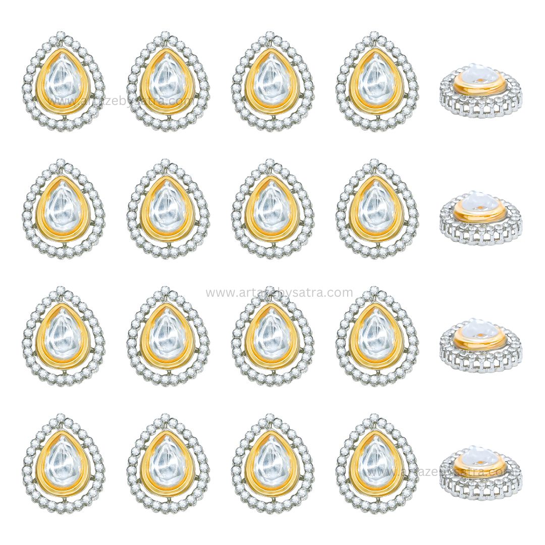 Drop Meenakari Kundan Beads | Size : 21mm | Qty : 6pcs | MK04