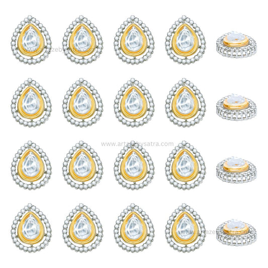 Drop Meenakari Kundan Beads | Size : 21mm | Qty : 6pcs | MK04