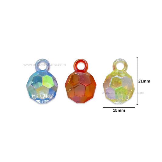 Faceted Round AB Beads Plastic Beads (1 Hole) | Size : 21mm | Qty : 10pcs | PB190