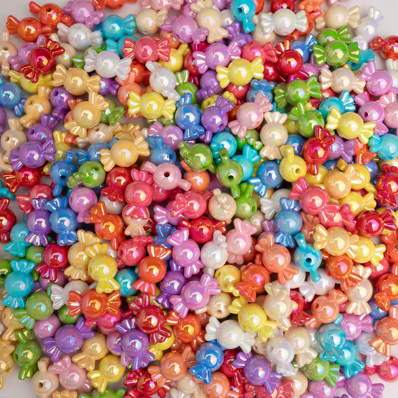 Assorted Candy Plastic Beads | Size: 12mm | Qty: 12Pcs (High Quality)