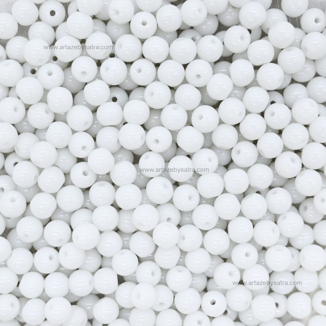 White Plastic Beads | Qty : 500g (approx 1990pcs)