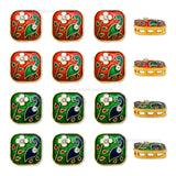Square Peacock Meenakari Kundan Beads | Size : 18mm | Qty : 6pcs | MK11