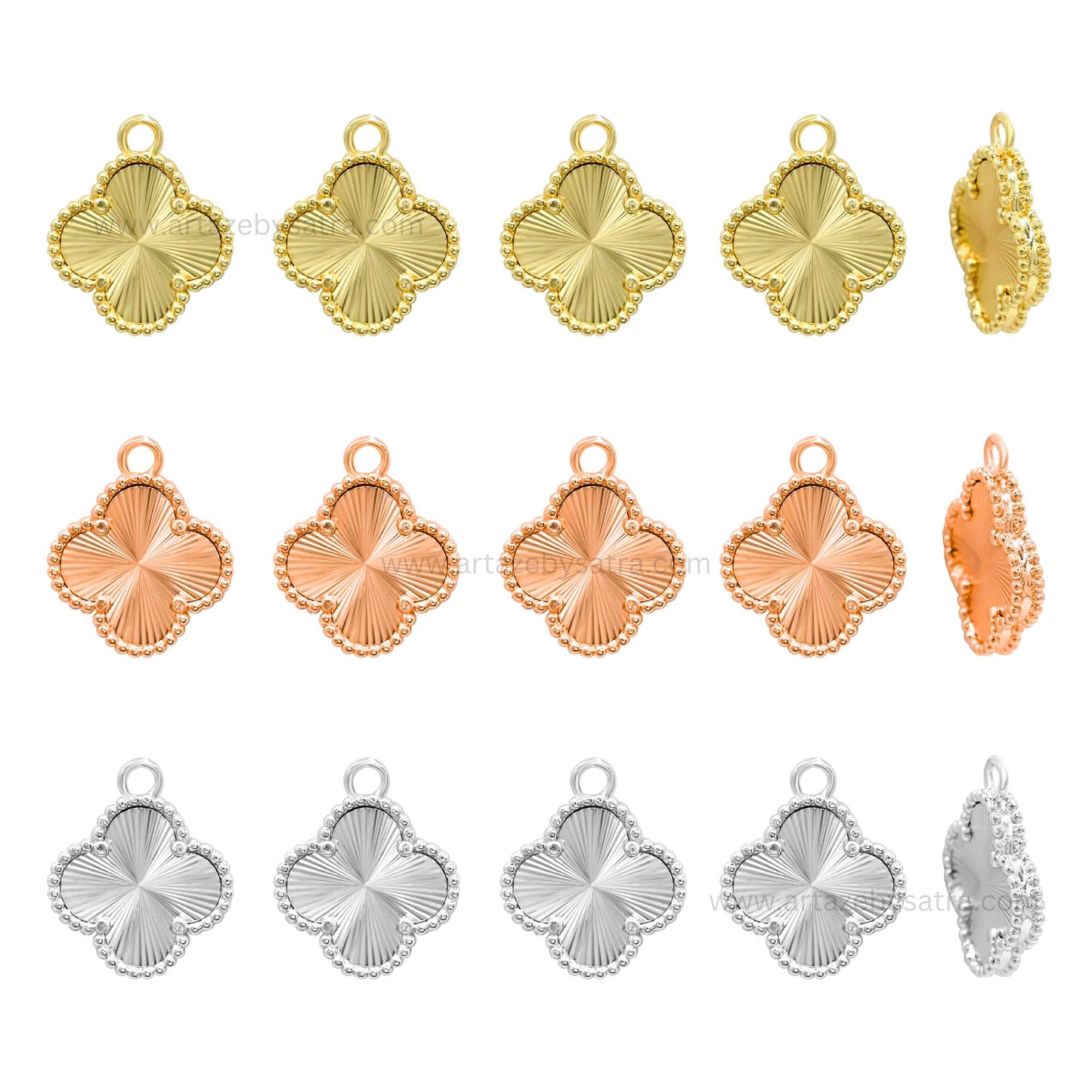 Brass Lucky Clover Charms | High Quality | Size : 18mm | Qty : 6pcs