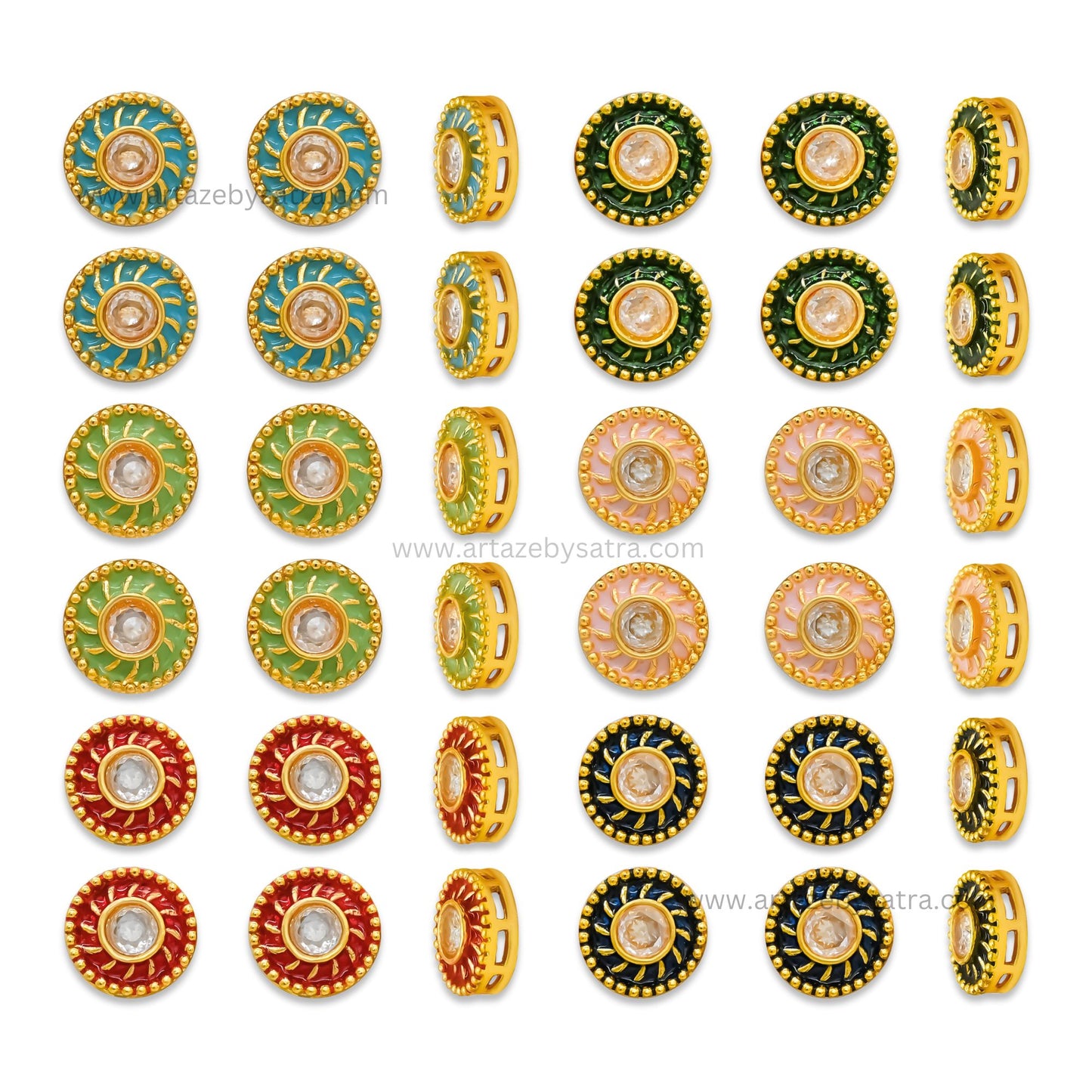 Round Shape  Meenakari Kundan Beads | Size : 11mm | Qty : 12pcs | MK30