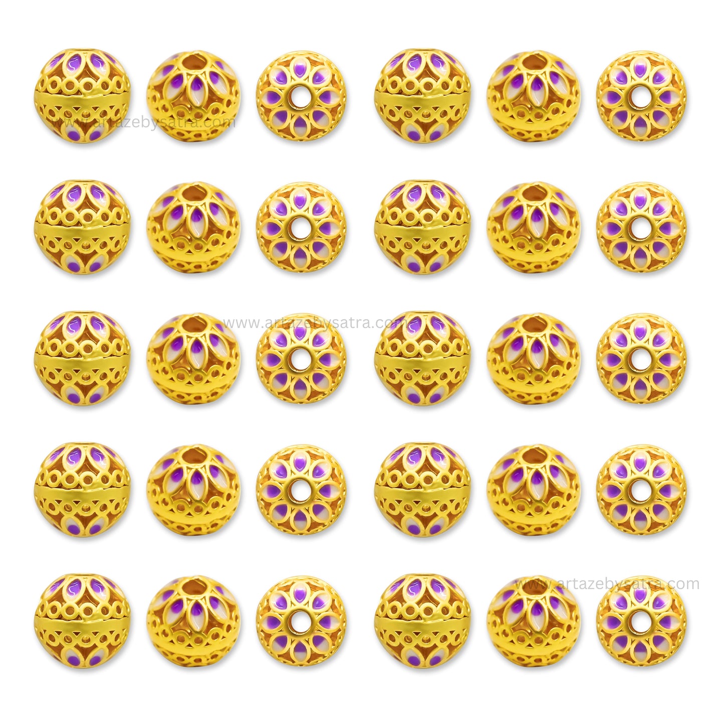 Brass Enamel Beads | High Quality | Size : 10mm | Qty : 4pcs