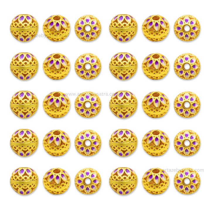 Brass Enamel Beads | High Quality | Size : 10mm | Qty : 4pcs