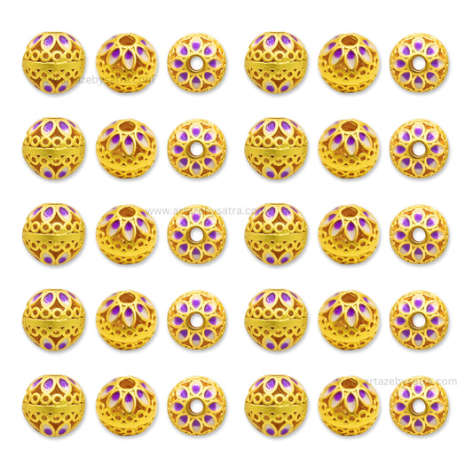 Brass Enamel Beads | High Quality | Size : 10mm | Qty : 4pcs