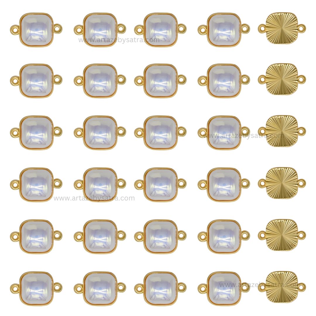 Rainbow Pearl Meenakari Kundan Beads Connector | Size : 16mm | Qty : 12pcs | MKB49