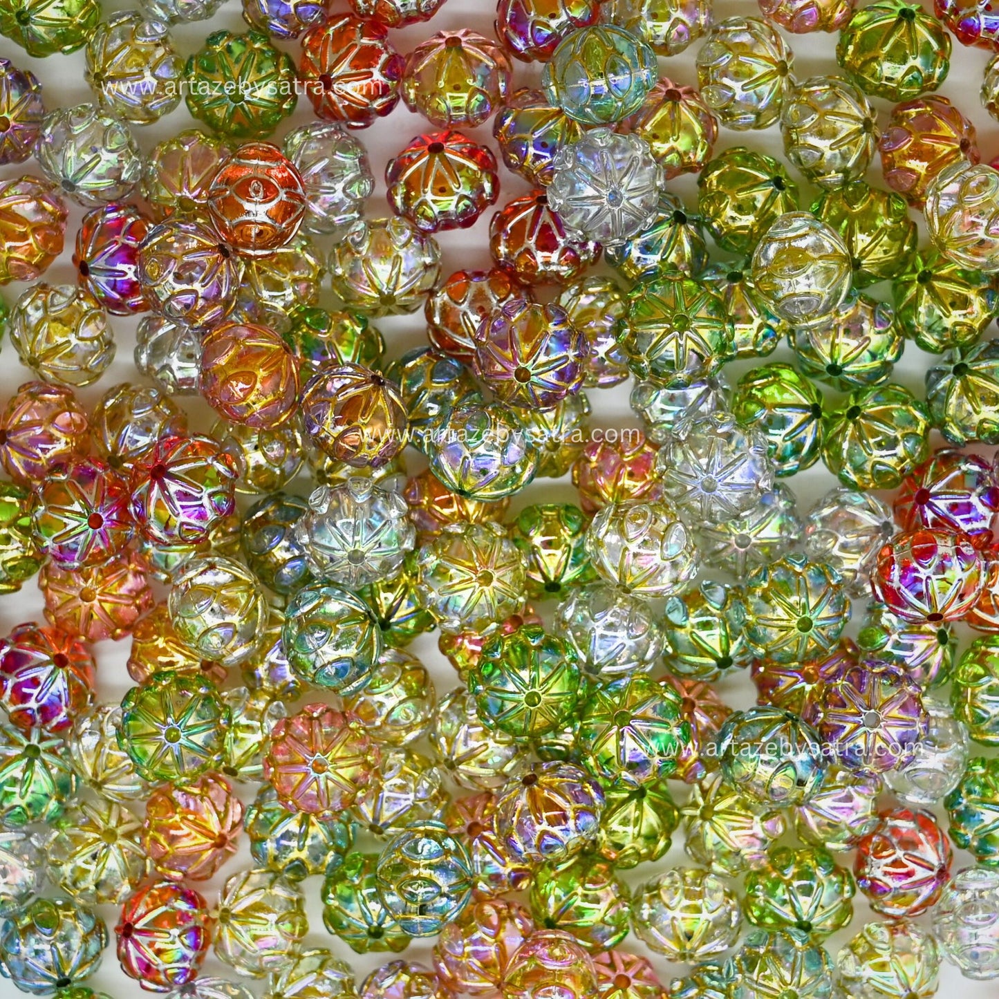 Assorted Round Spacer Plastic Beads (2 Hole) | Size : 15mm | Qty : 6pcs | PB188