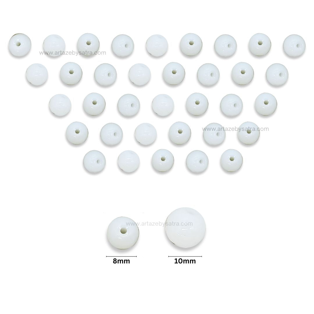 White Plastic Beads | Qty : 500g (approx 1990pcs)
