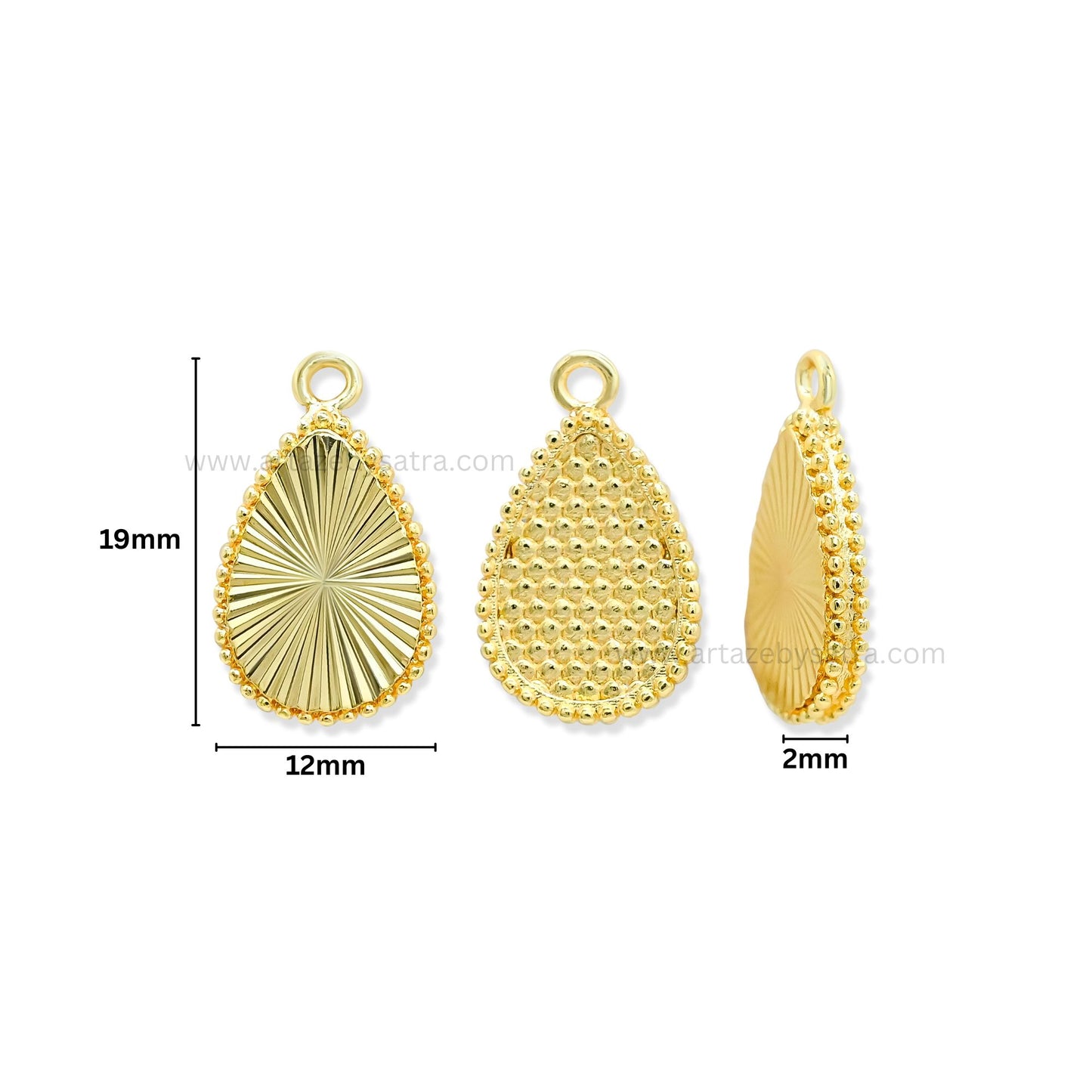 Brass Teardrop Charms | High Quality | Size : 18mm | Qty : 6pcs