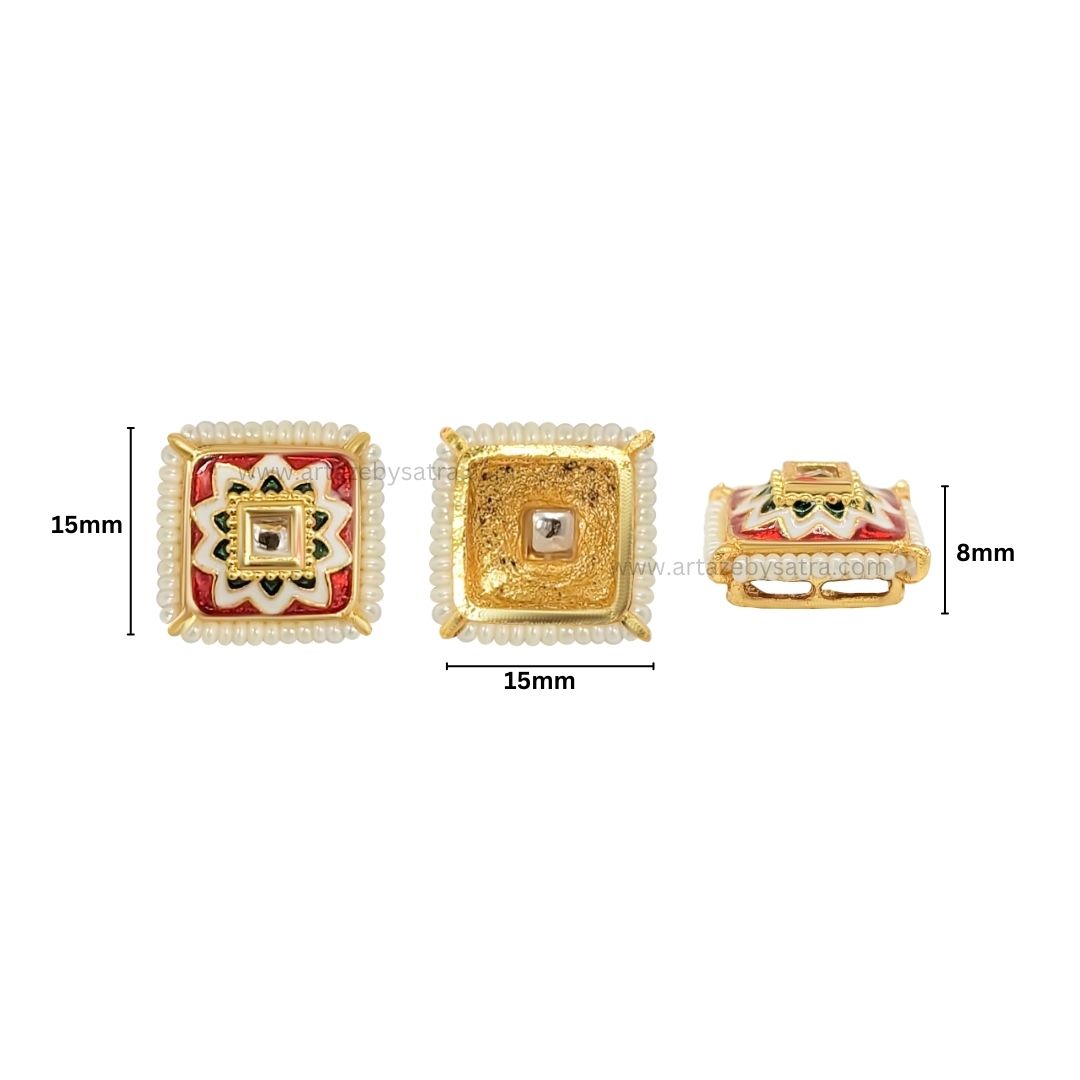 Meenakari Kundan Beads | Size : 15mm | Qty : 12pcs | C-867