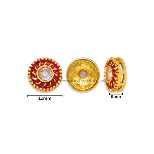 Round Shape  Meenakari Kundan Beads | Size : 11mm | Qty : 12pcs | MK30