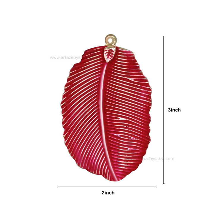 1 Loop Leaf Coloured Metal Art | Size : 3inch | Qty : 10pcs | MA473