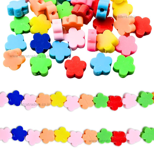 Plain Flower Polymer Clay Fimo Beads | Size : 6mm-2mm | FB14
