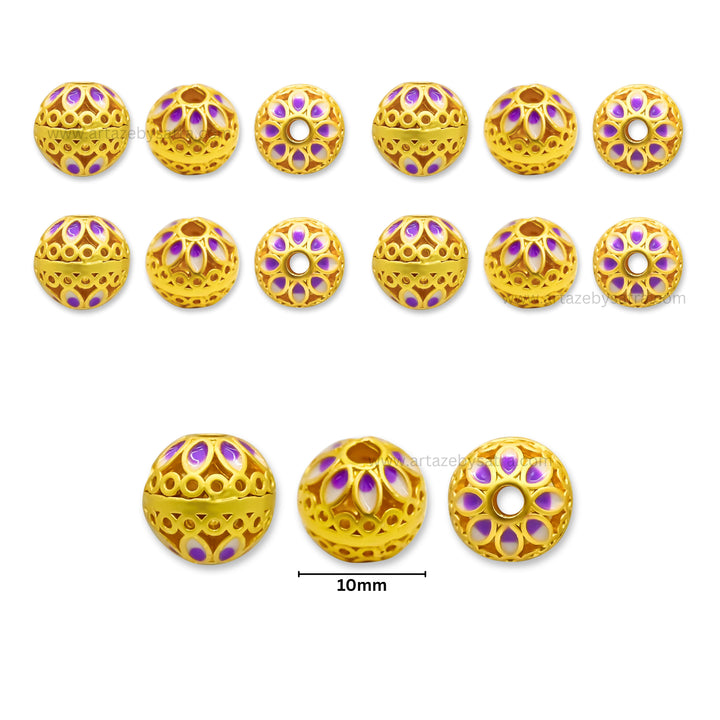 Brass Enamel Beads | High Quality | Size : 10mm | Qty : 4pcs