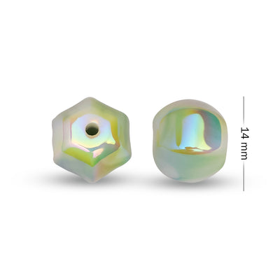 Assorted Rainbow Hexagon Plastic Beads | Size: 14mm | Qty: 12Pcs (High Quality)