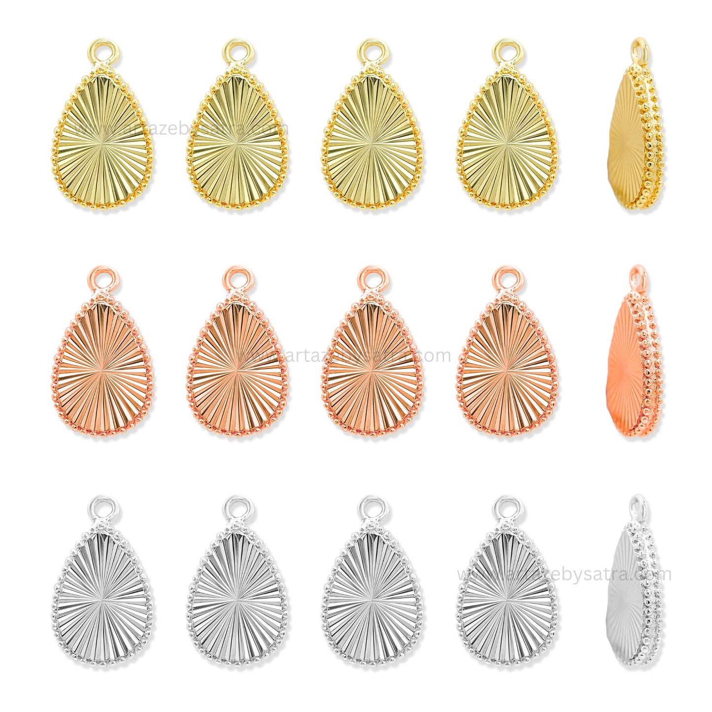 Brass Teardrop Charms | High Quality | Size : 18mm | Qty : 6pcs