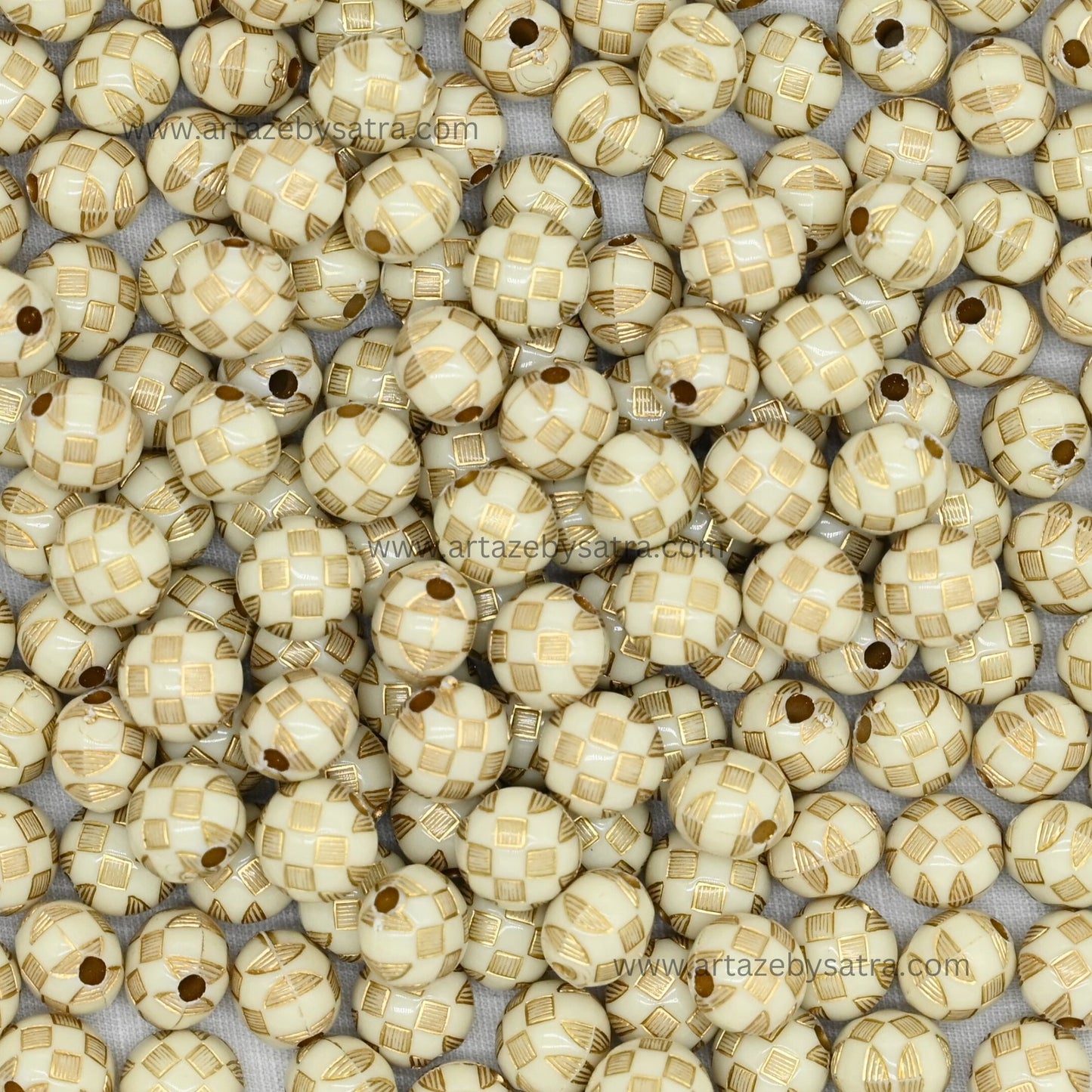 Round Checkerboard Beads | Size : 10mm | PB107