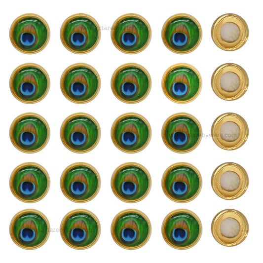 Round Peacock Meenakari Kundan Beads | Size : 12mm | Qty : 12pcs | MKB24