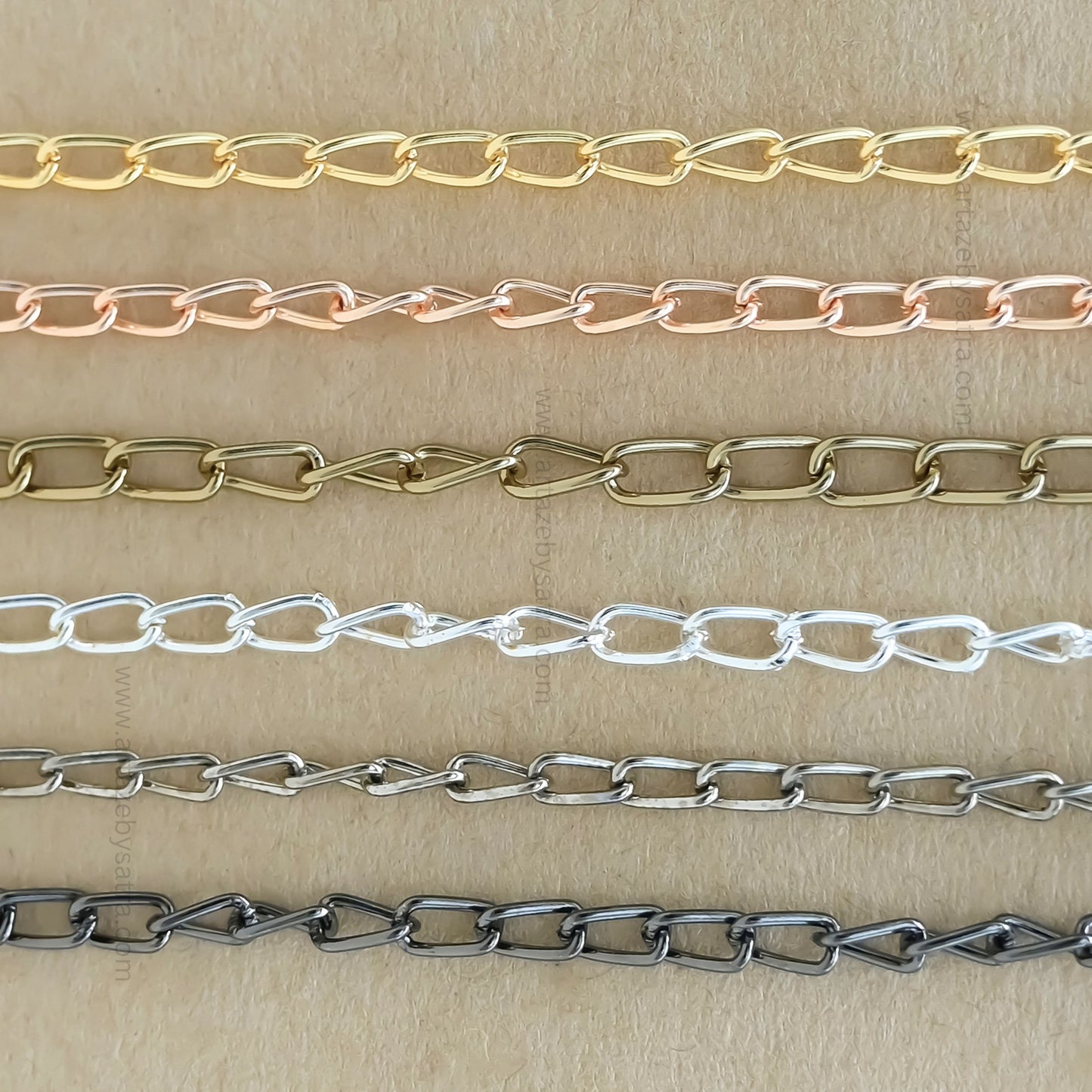 Iron Twisted Link Oval Chain | Size: H-3mm W-7mm | Qty : 100g |  IC04