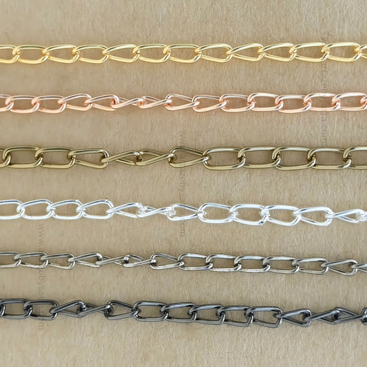 Iron Twisted Link Oval Chain | Size: H-3mm W-7mm | Qty : 100g |  IC04