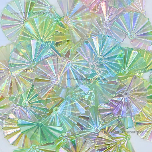Assorted Fan Shell Plastic Beads (1 Hole) | Size : 30mm | Qty : 6pcs | PB185