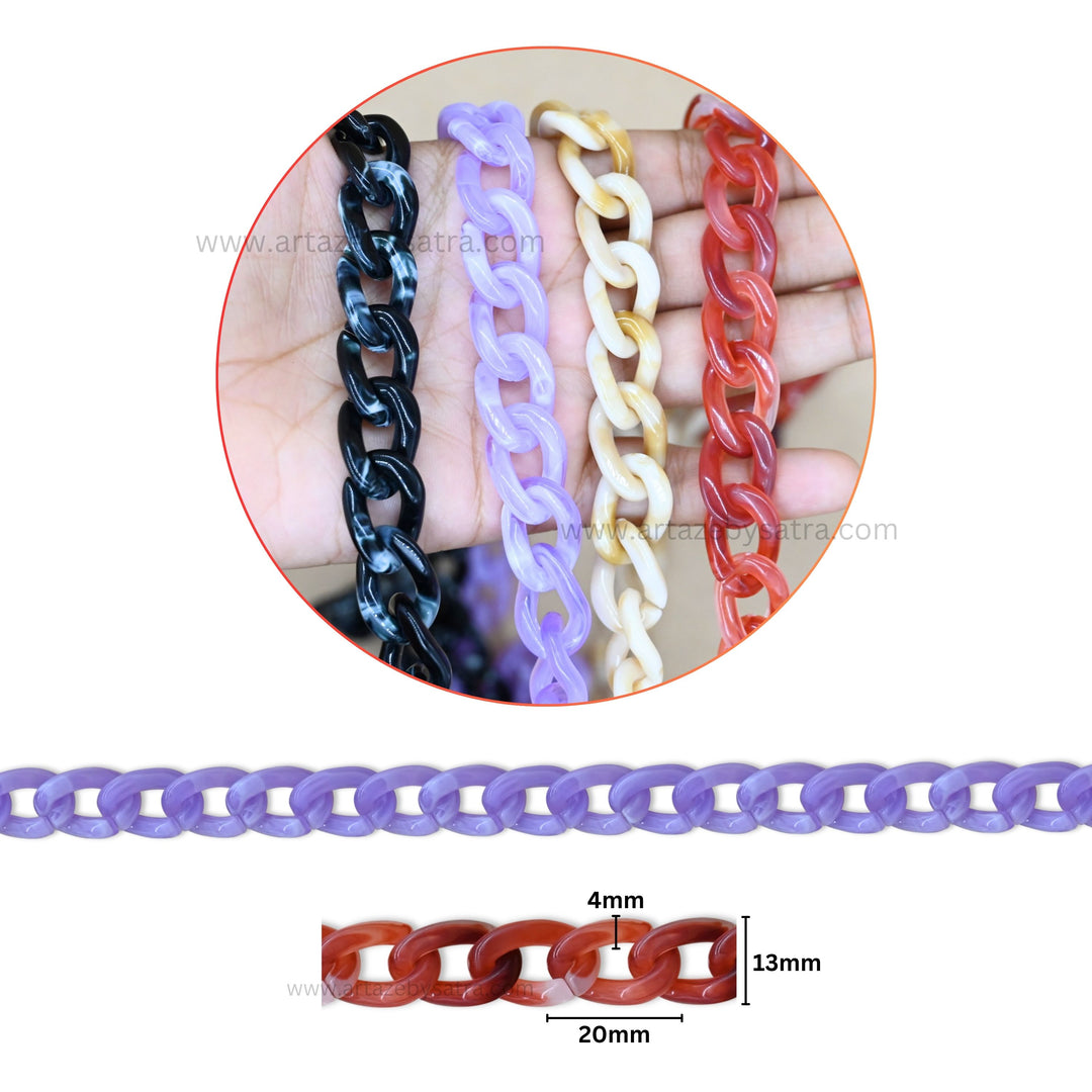 Matt Acrylic Chain | Size : H-20mm W-14mm | Qty : 1mtr | AC07