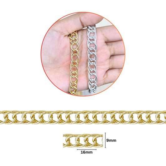 Aluminium Chain | Size : W-9mm H-16mm | Qty : 1mtr | JT-19-35-15
