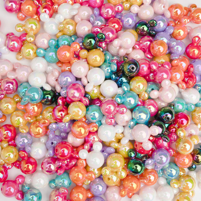 Assorted Disney Rainbow Plastic Beads | Size: 15mm | Qty: 12Pcs (High Quality)