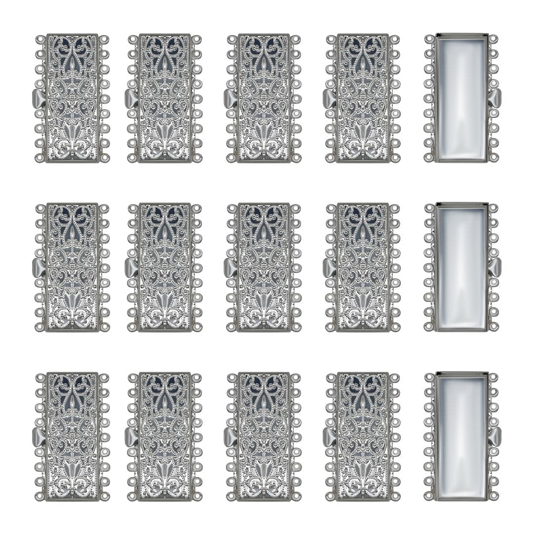 Multi Strand Box Clasp, 9 Strand Clasp Box Clasp | Size : 45mm | Qty : 2pcs | BF97