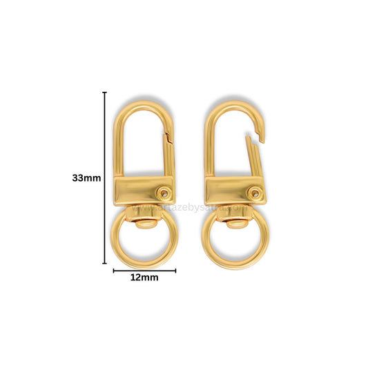 Swivel D-Ring Alloy Lobster Clasps | Size : 33mm | Qty : 10pcs | BF127