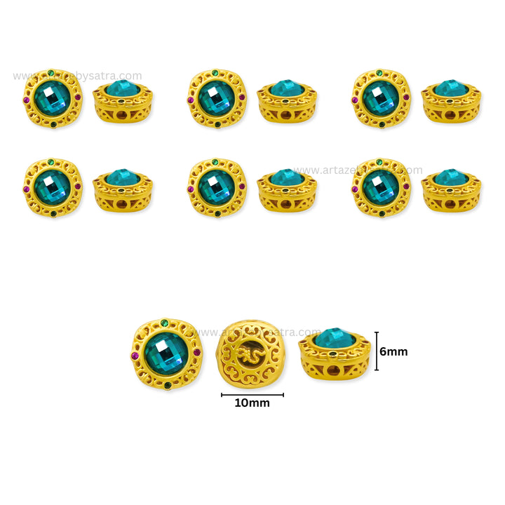 Brass Stone Beads | High Quality | Size : 10mm | Qty : 4pcs