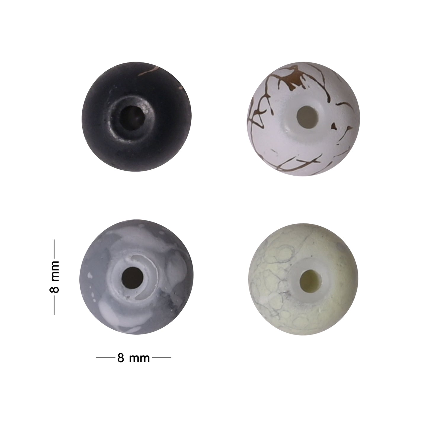 Elegant Glass Beads | Size : 8mm | Qty : 1 line-approx 100pcs | GB31