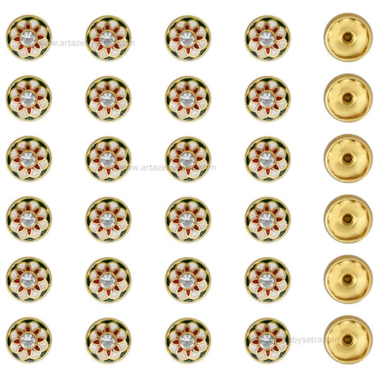 Meenakari Kundan Beads | Size : 15mm | Qty : 12pcs | MKB48