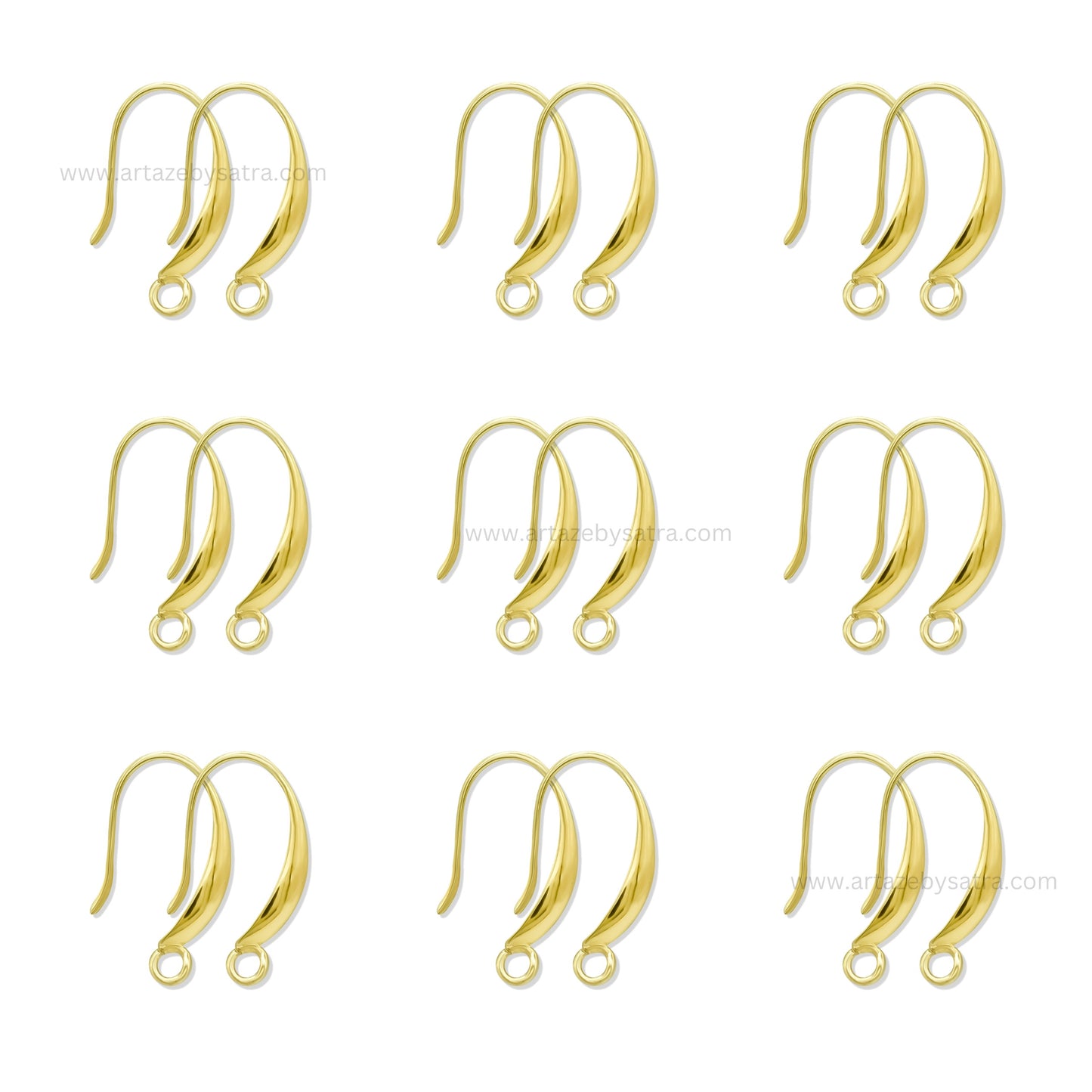 Brass French Earring Hooks with Open Loop | High Quality | Size : 18mm | Qty : 2pcs | EF76