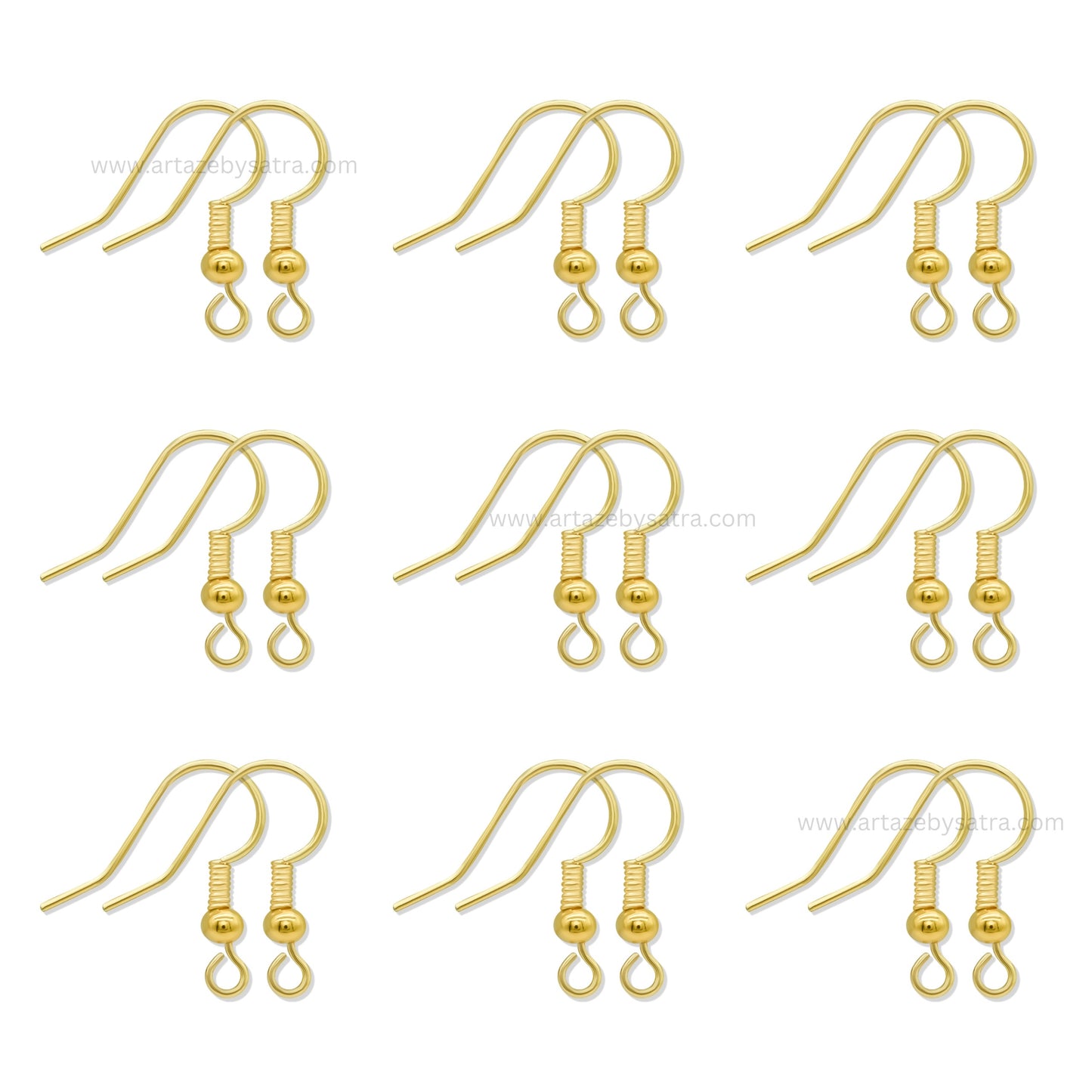 Brass Fish Hook Earring Wires with Bead and Open Loop | High Quality | Size : 18mm | Qty : 2pcs | EF80