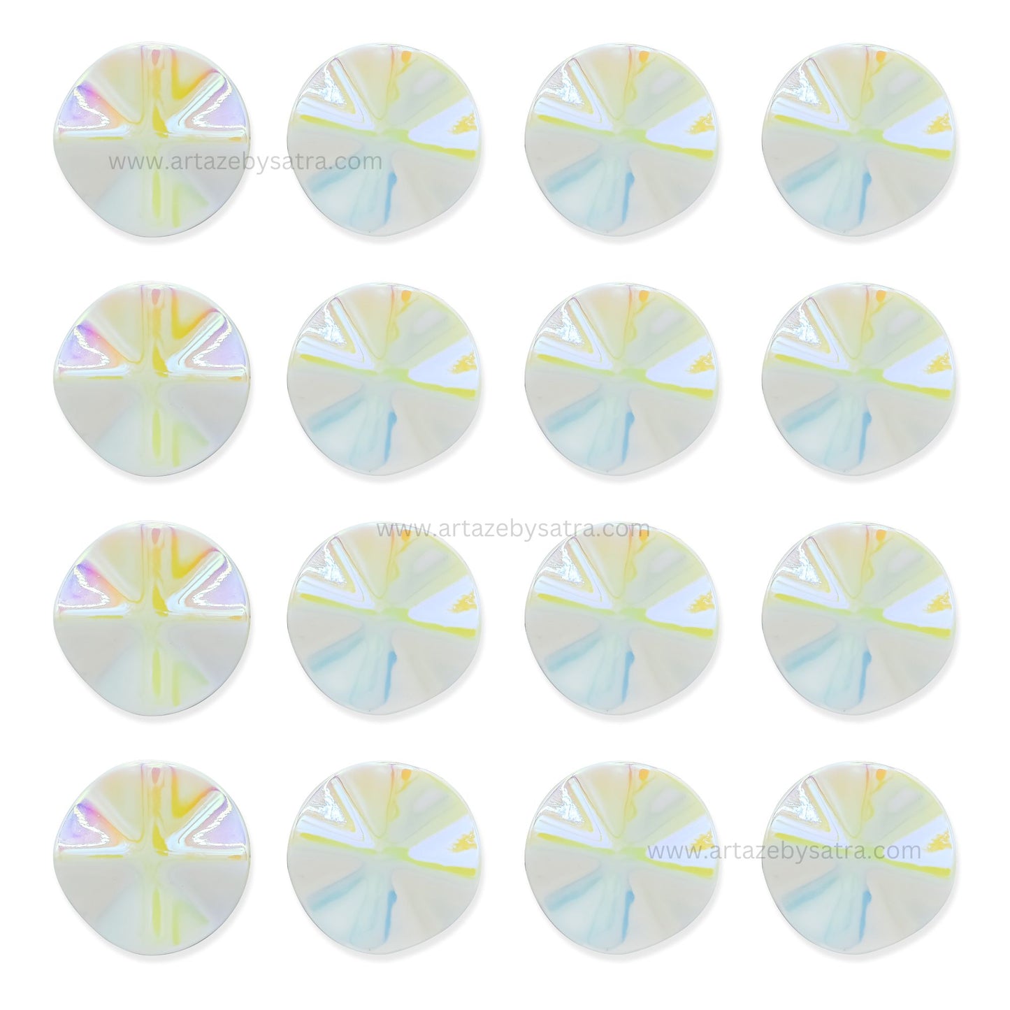 Rainbow Sea Shell Disc Plastic Beads (1 Hole) | Size : 36mm | Qty : 6pcs | PB180