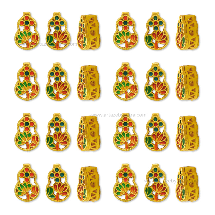 Brass Enamel Multicolor Charms Beads | High Quality | Size : 11mm | Qty : 4pcs