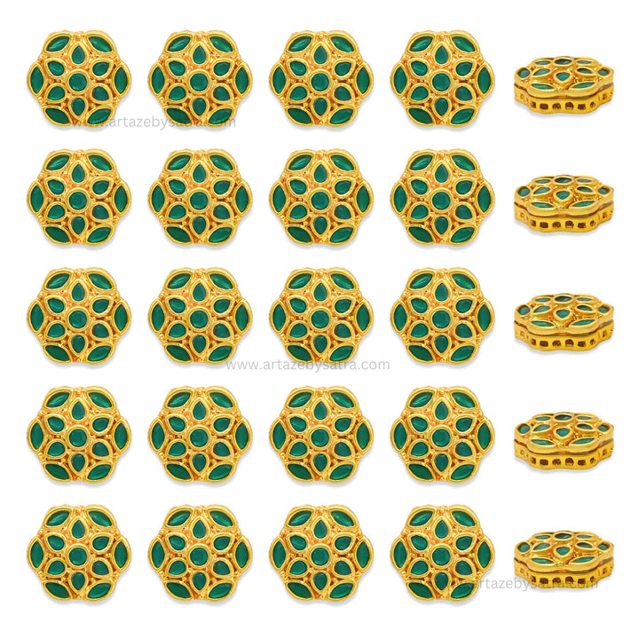 Meenakari Kundan Beads | Size : 21mm | Qty : 6pcs