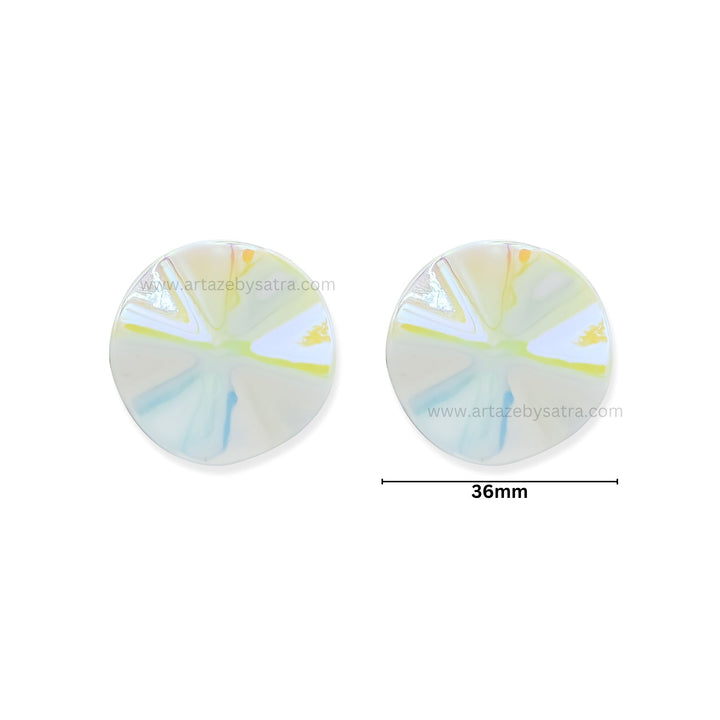 Rainbow Sea Shell Disc Plastic Beads (1 Hole) | Size : 36mm | Qty : 6pcs