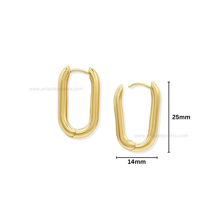 Brass Gold Plated Oval Paperclip Hoop Earrings | High Quality | Size : 25mm | Qty : 2pcs | EF77