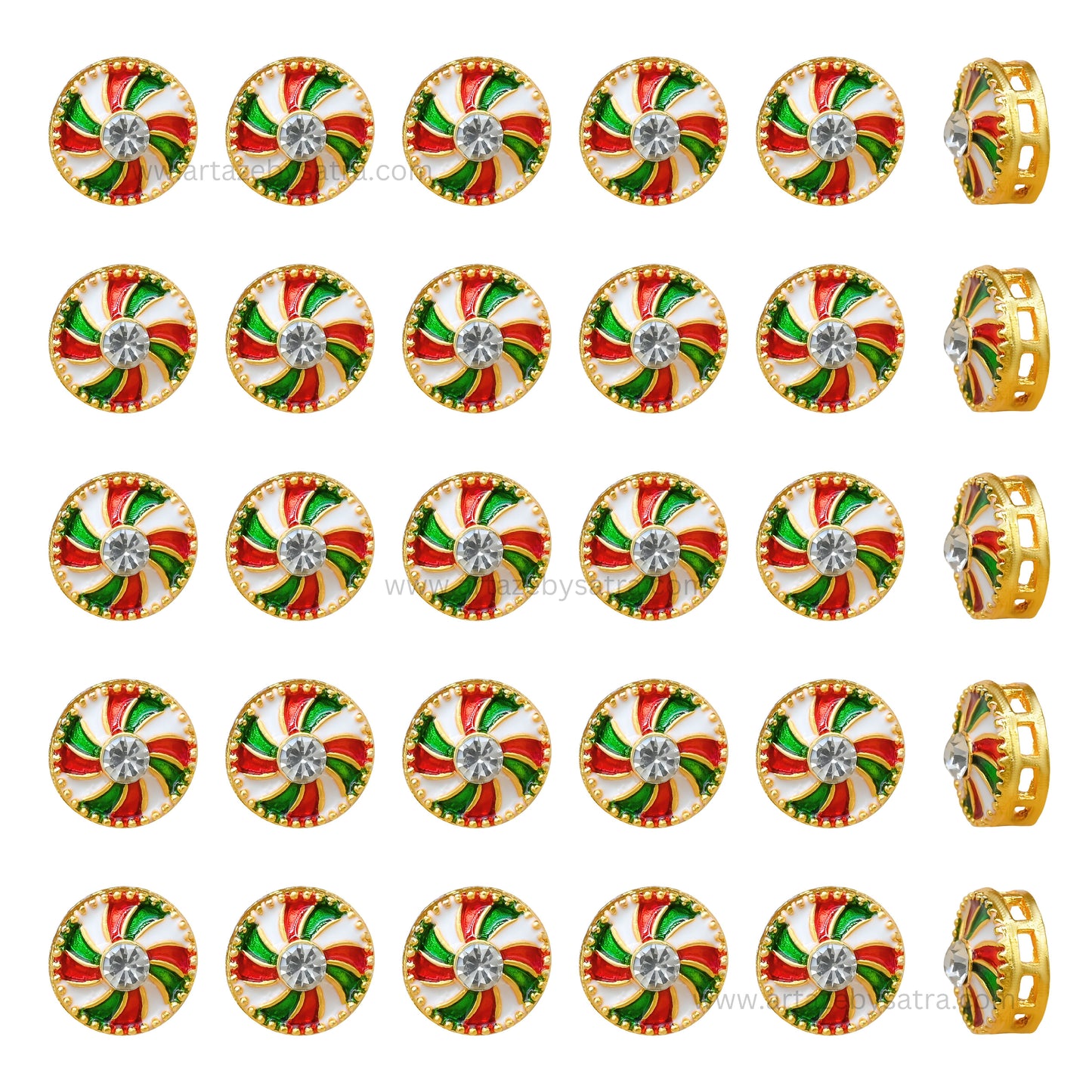 Meenakari Kundan Beads | Size : 13mm | Qty : 12pcs | MK46