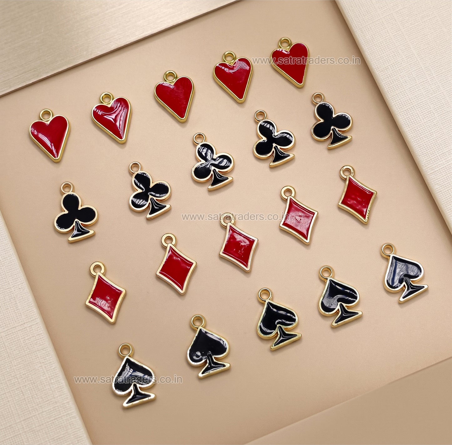 Playing Card Suits Enamel Charms Set | Qty : 20pcs | CHE171