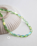 Vibrant Glass Oval Beads | Size : 10mm | Qty : 1 line-approx 50pcs | GB26