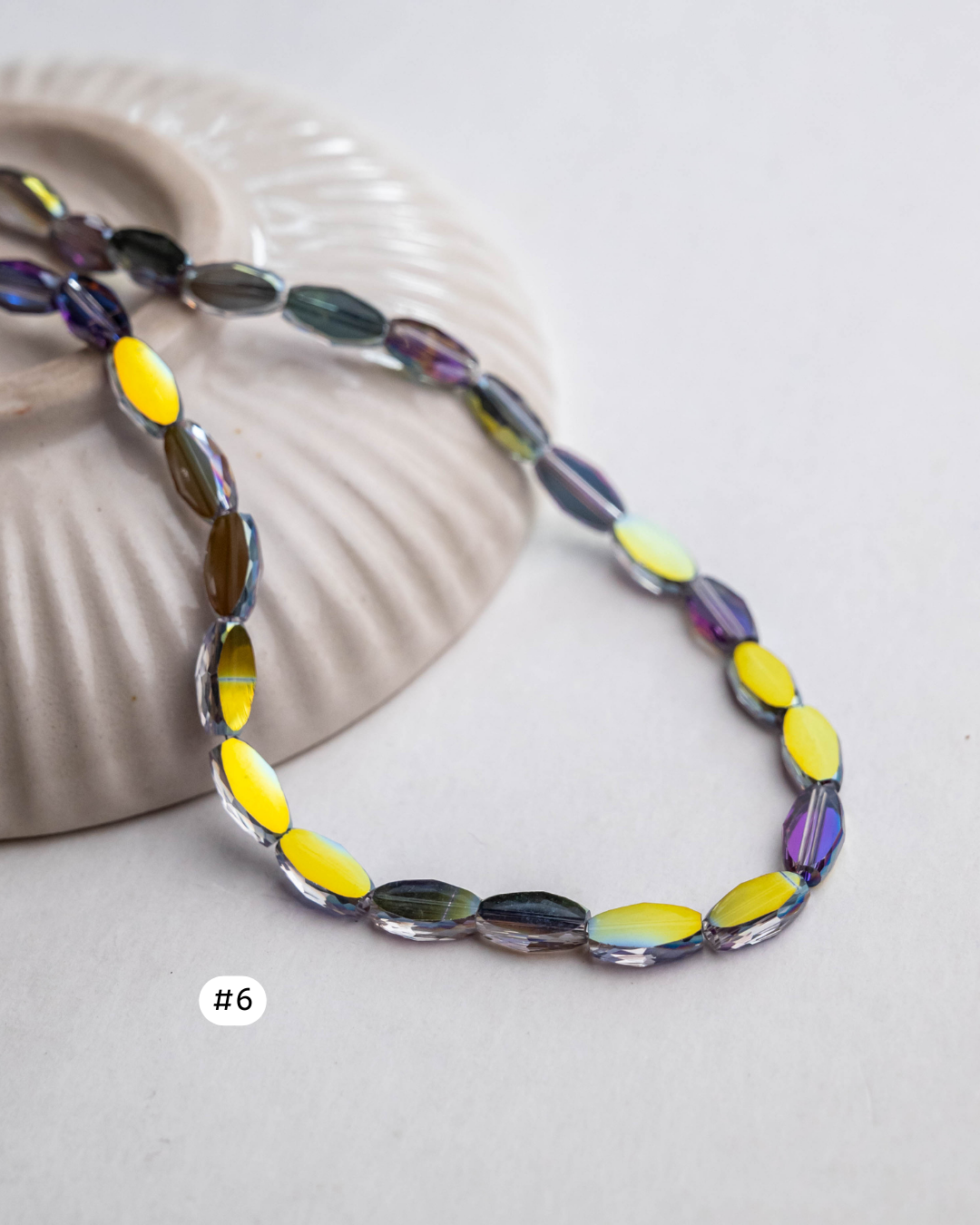 Vibrant Glass Oval Beads | Size : 10mm | Qty : 1 line-approx 50pcs | GB26